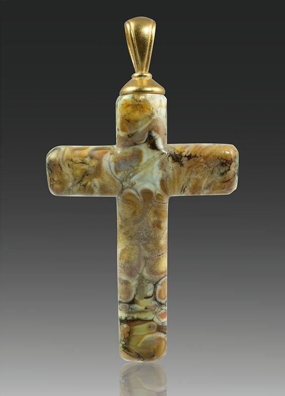 Calico Cross Glass Cremation Pendant
