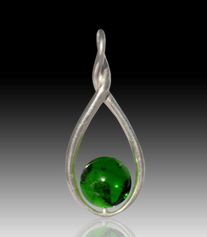 Melody Glass Pearl Cremation Pendant - Green