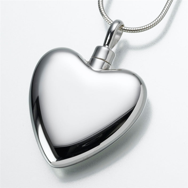 Silver Large Heart Cremation Pendant