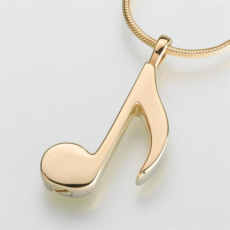 Gold Vermeil Music Note Cremation Pendant