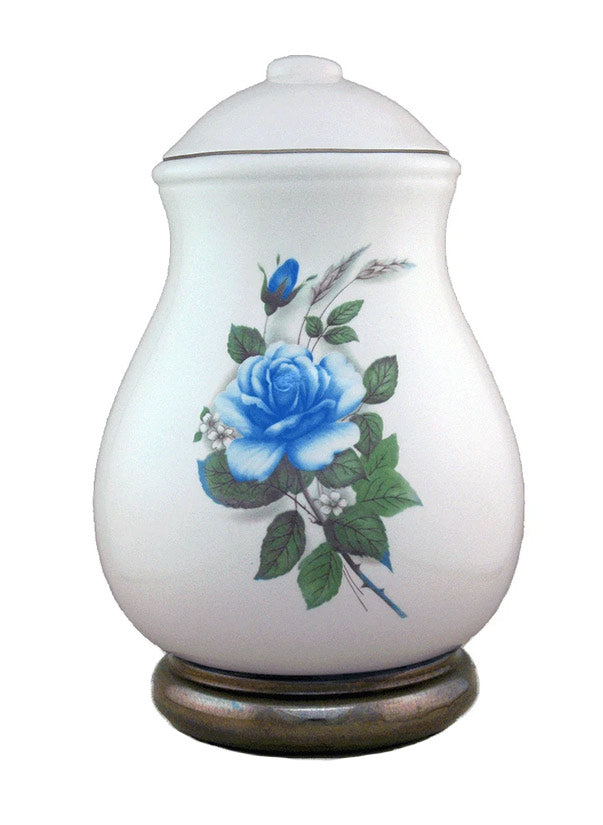 Ceramic Blue Rose Cremation Urn