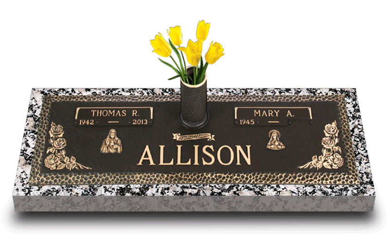 Garden of Life Rose Bronze Grave Marker