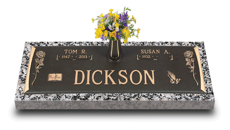 Tea Rose Bronze Grave Marker