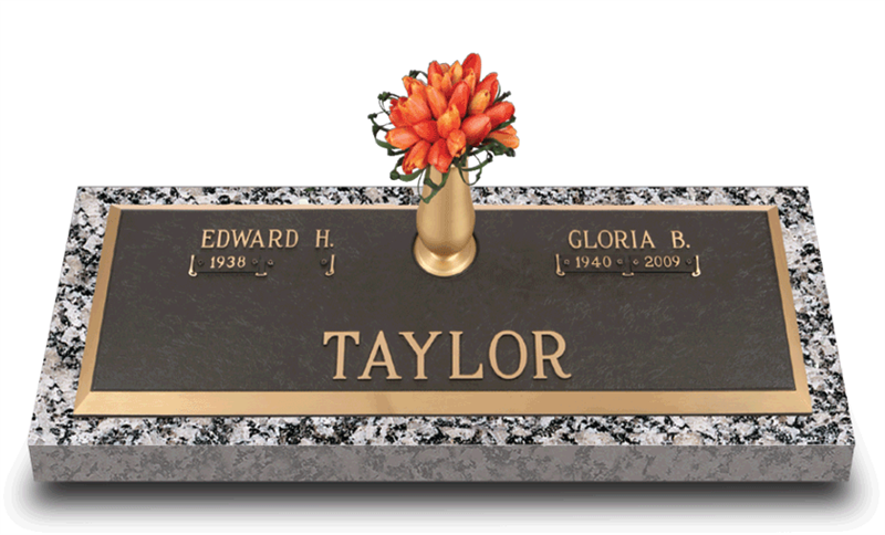 Polished Bevel Border Bronze Grave Marker