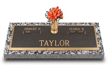 Polished Bevel Border Bronze Grave Marker