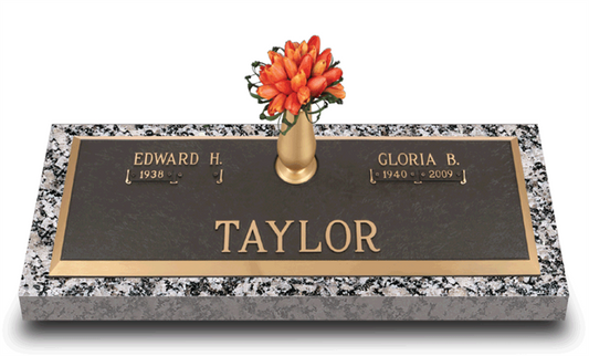 Polished Bevel Border Bronze Grave Marker