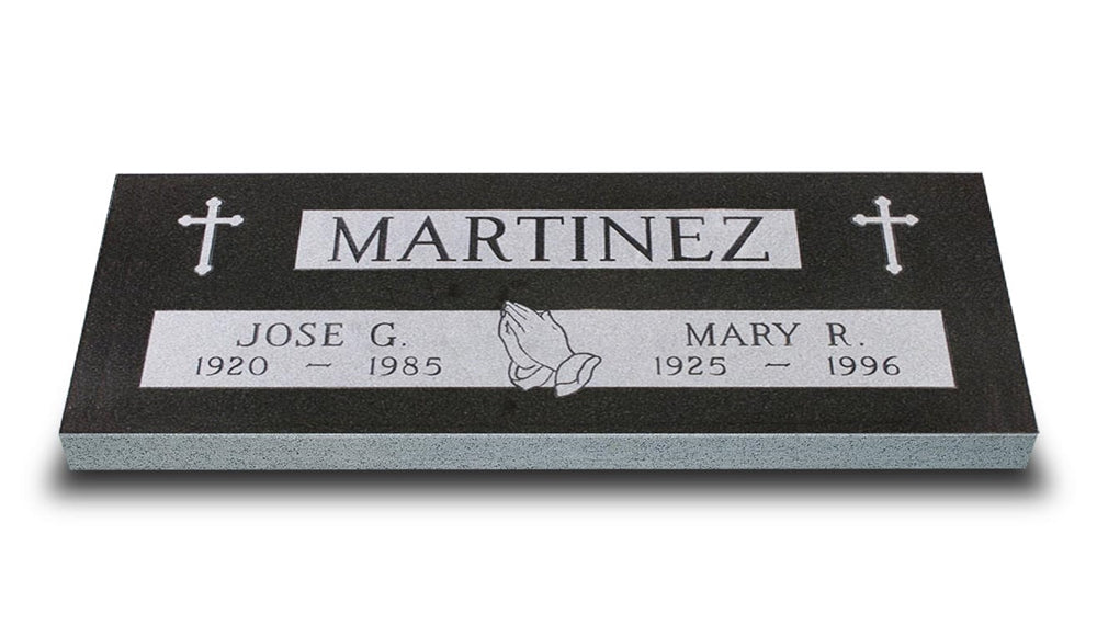 Praying Hands & Crosses Companion Cemetery Marker
