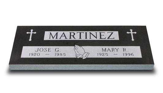 Praying Hands & Crosses Companion Cemetery Marker