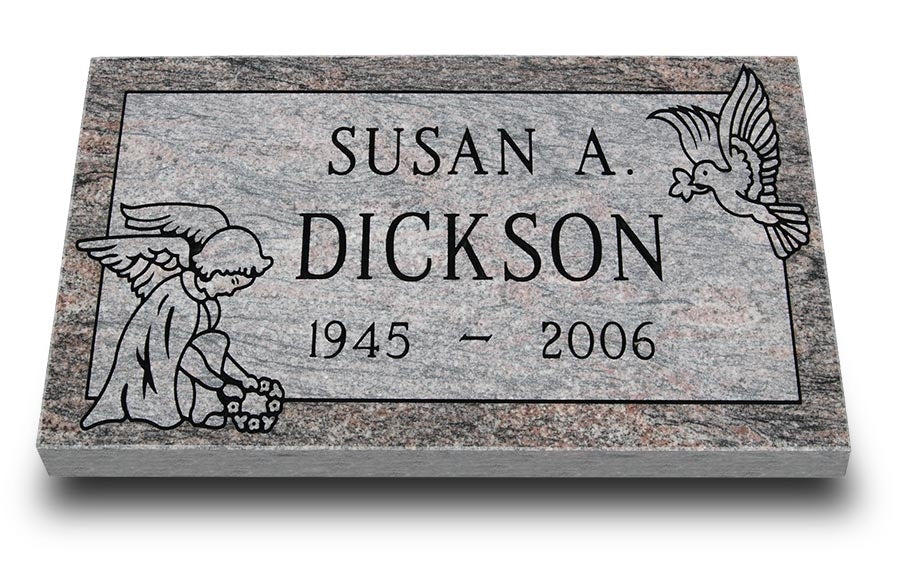 Angel & Dove Cemetery Marker