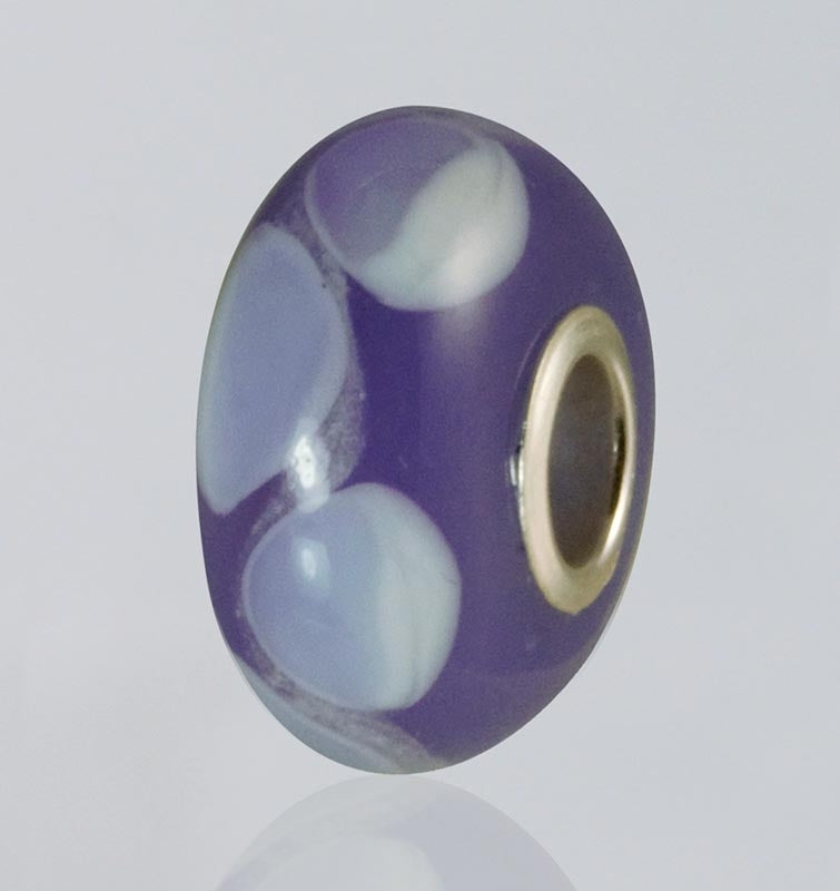 Purple Dots Glass Cremation Bead for Pandora Bracelets