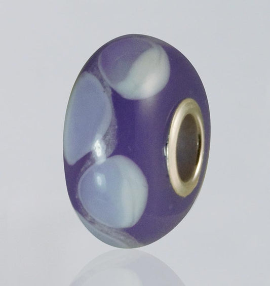 Purple Dots Glass Cremation Bead for Pandora Bracelets