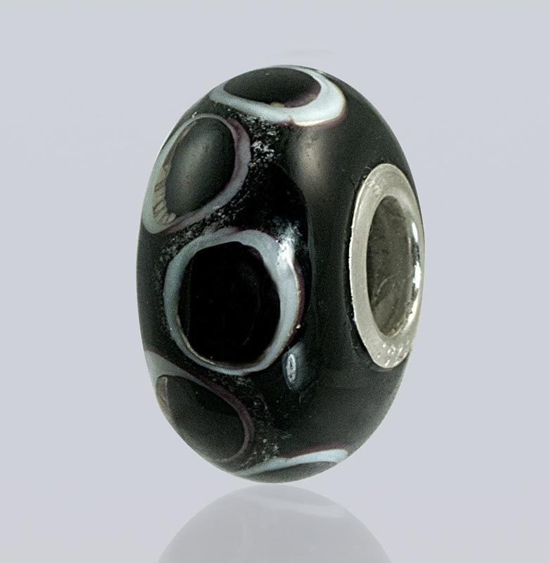 Black Dots Glass Cremation Bead for Pandora Bracelets