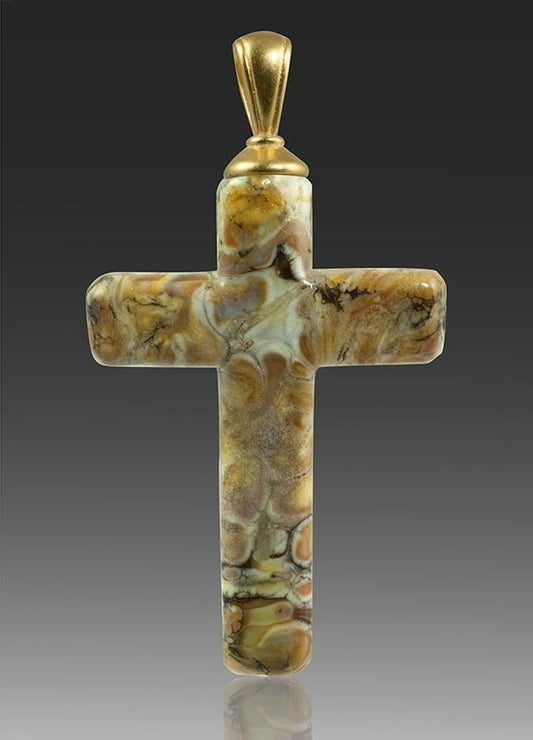 Calico Cross Glass Cremation Pendant