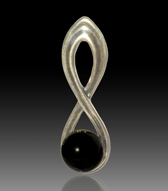 Harmony Silver & Glass Pearl Pendant - Black