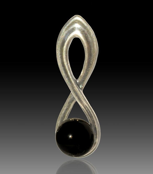 Harmony Silver & Glass Pearl Pendant - Black