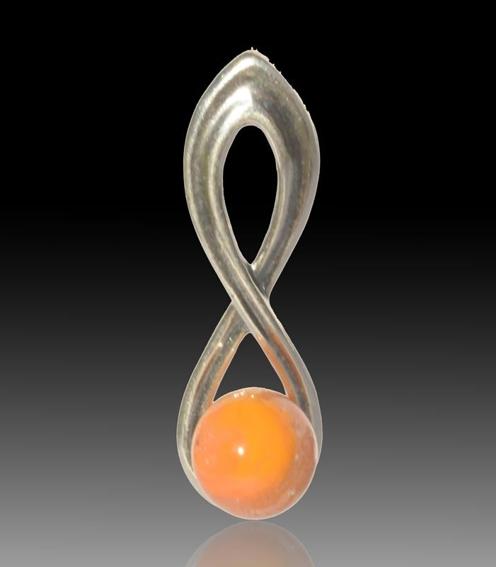 Harmony Silver & Glass Pearl Pendant - Orange