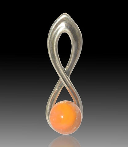 Harmony Silver & Glass Pearl Pendant - Orange