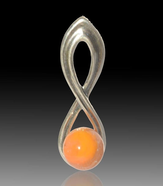 Harmony Silver & Glass Pearl Pendant - Orange