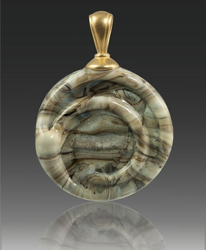 Fossil Helix Glass Cremation Pendant