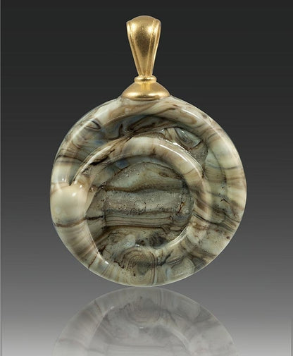 Fossil Helix Glass Cremation Pendant