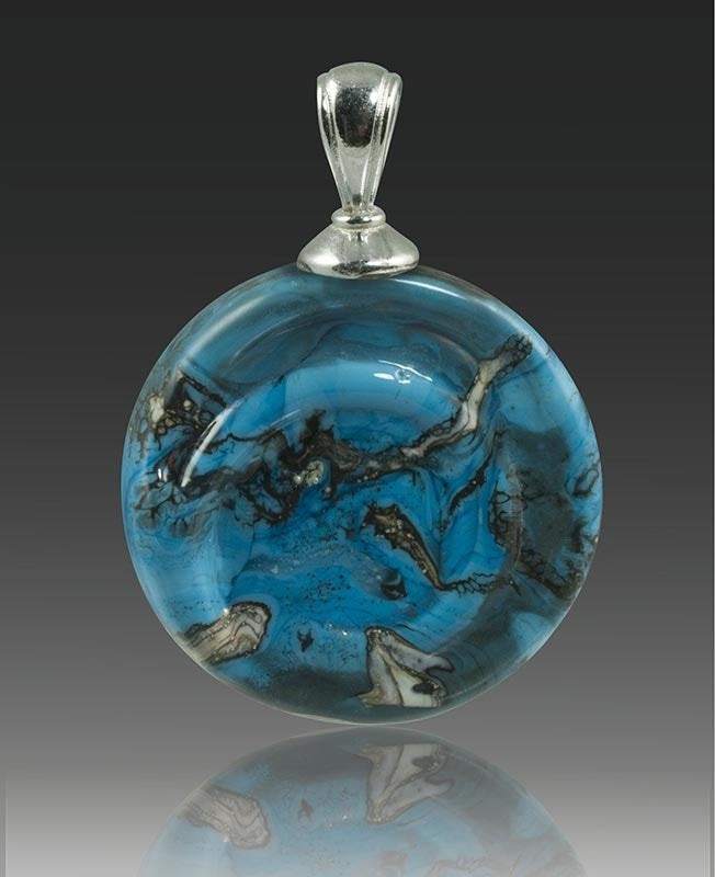 Turquoise Helix Glass Cremation Pendant