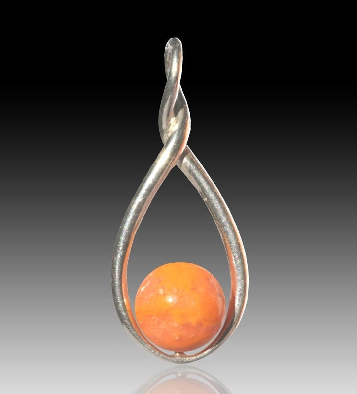 Melody Glass Pearl Cremation Pendant - Orange