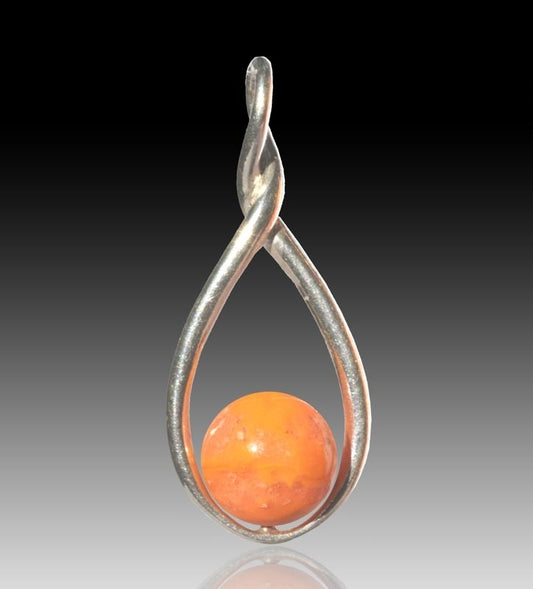 Melody Glass Pearl Cremation Pendant - Orange