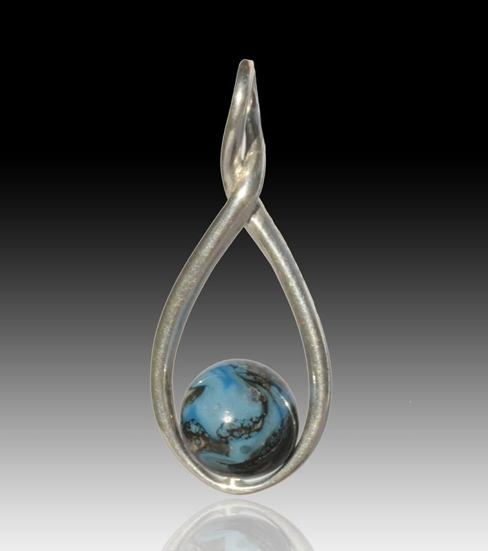 Melody Glass Pearl Cremation Pendant - Turquoise