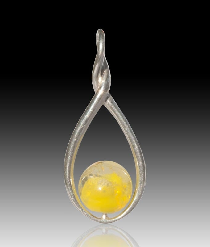 Melody Glass Pearl Cremation Pendant - Yellow