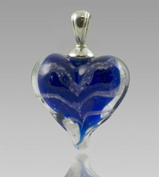 Blue Heart Glass Cremation Pendant