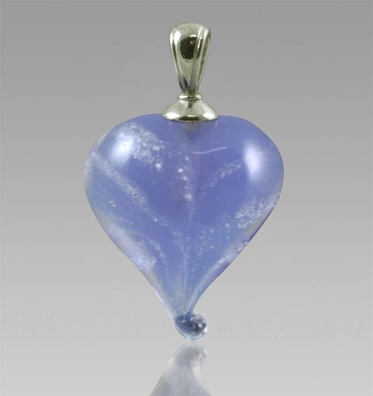 Lavendar Heart Cremation Glass Pendant