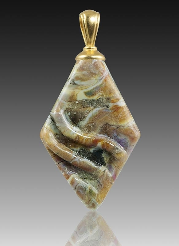 Calico Rhombic Glass Cremation Pendant