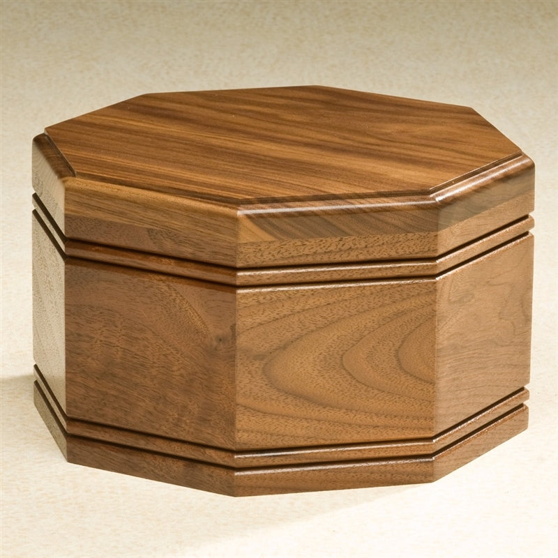 Walnut Octagon Wood Urn