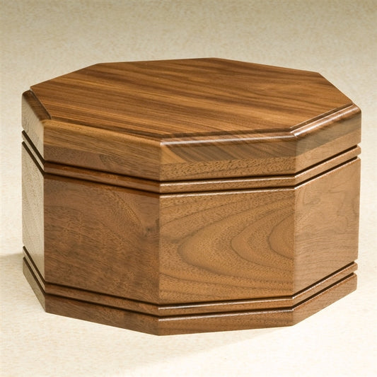 Walnut Octagon Wood Urn