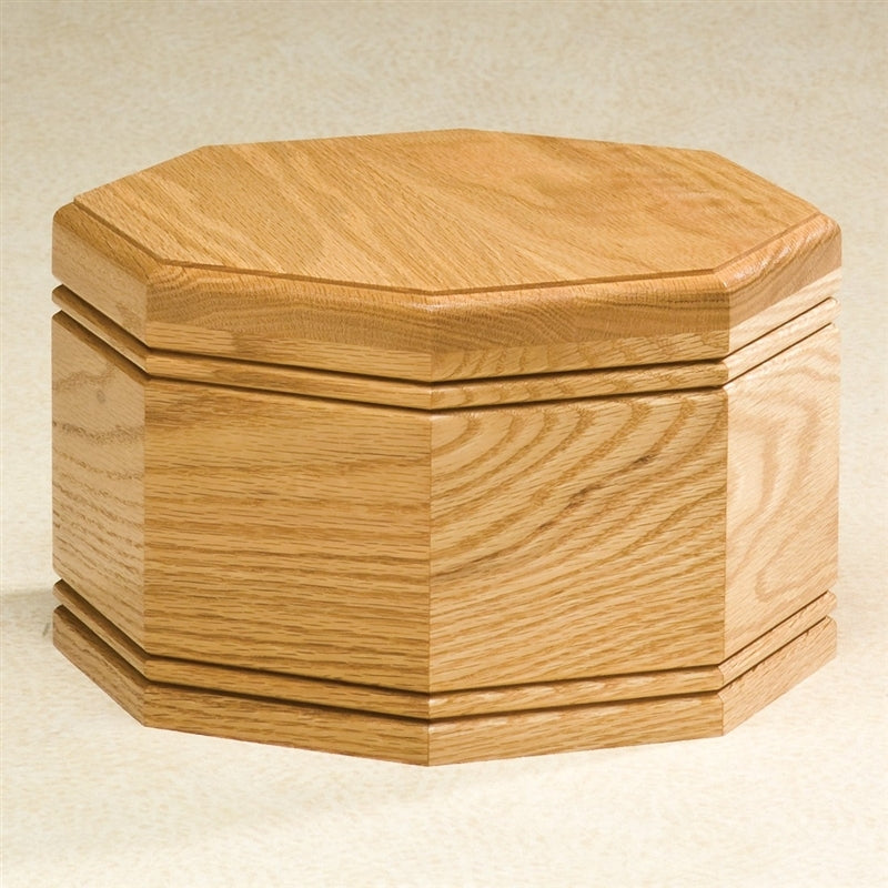 Oak Octagon Wood Urn