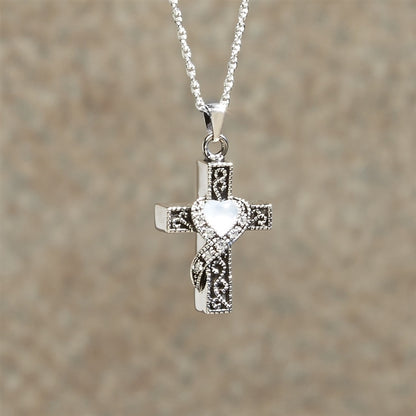 Heart Stone Cross Cremation Pendant