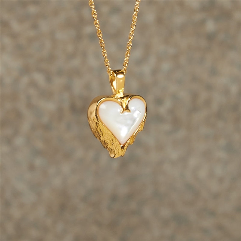 Gold Plated Mother of Pearl Heart Cremation Jewelry