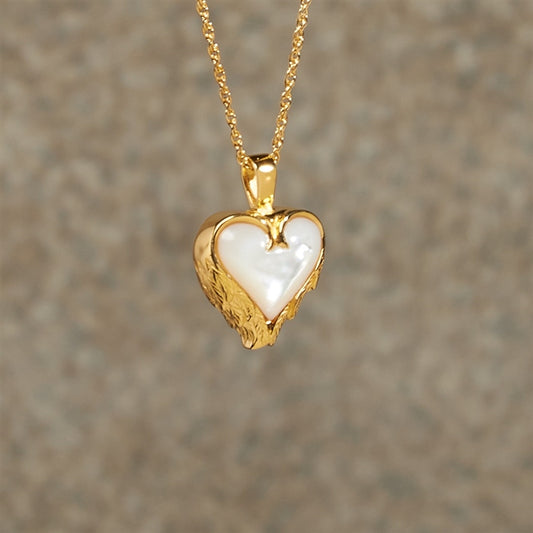 Gold Plated Mother of Pearl Heart Cremation Jewelry