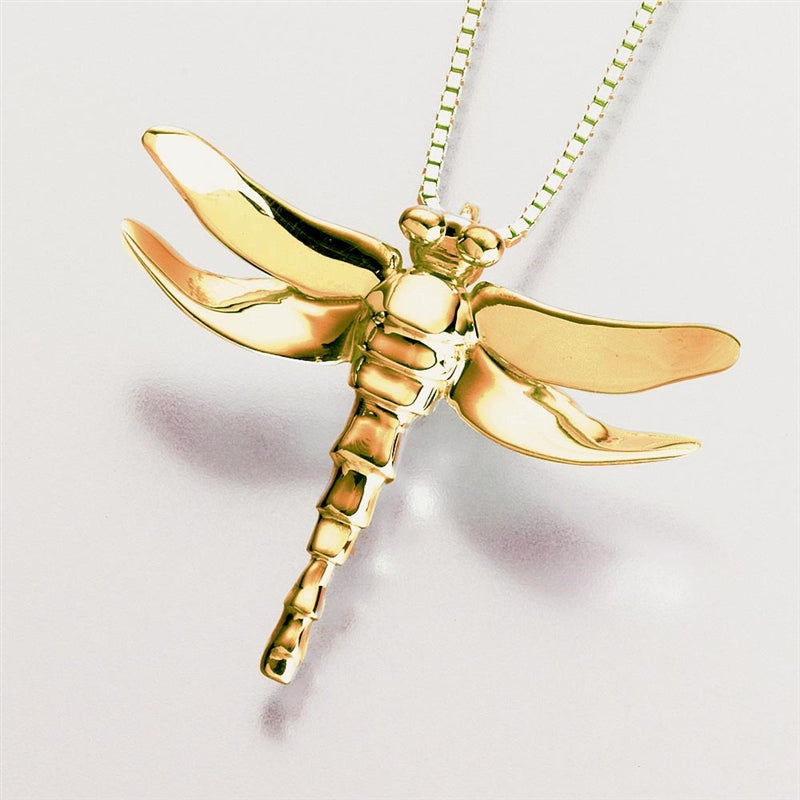 Gold Vermeil Dragonfly Cremation Jewelry Pendant