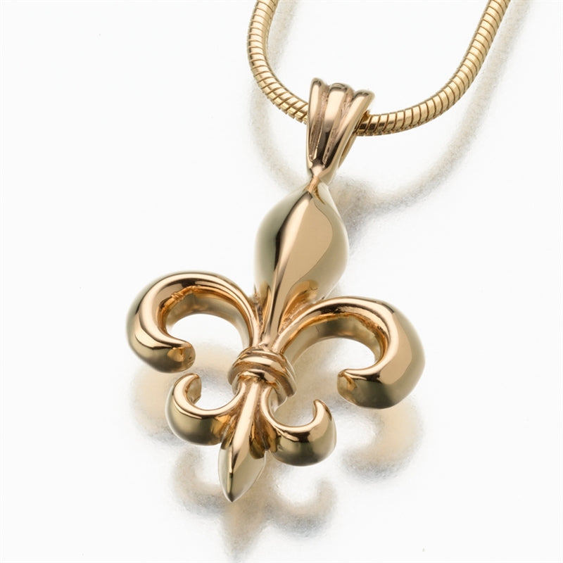 Fleur de Lis Cremation Locket in Gold Vermeil