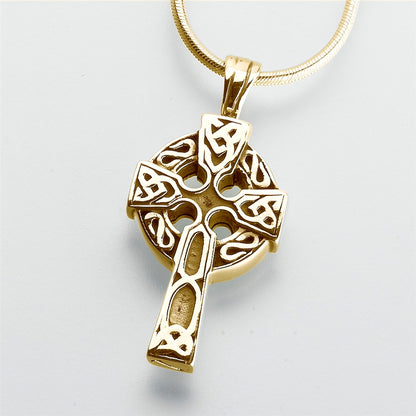 Gold Vermeil Celtic Cross Cremation Pendant