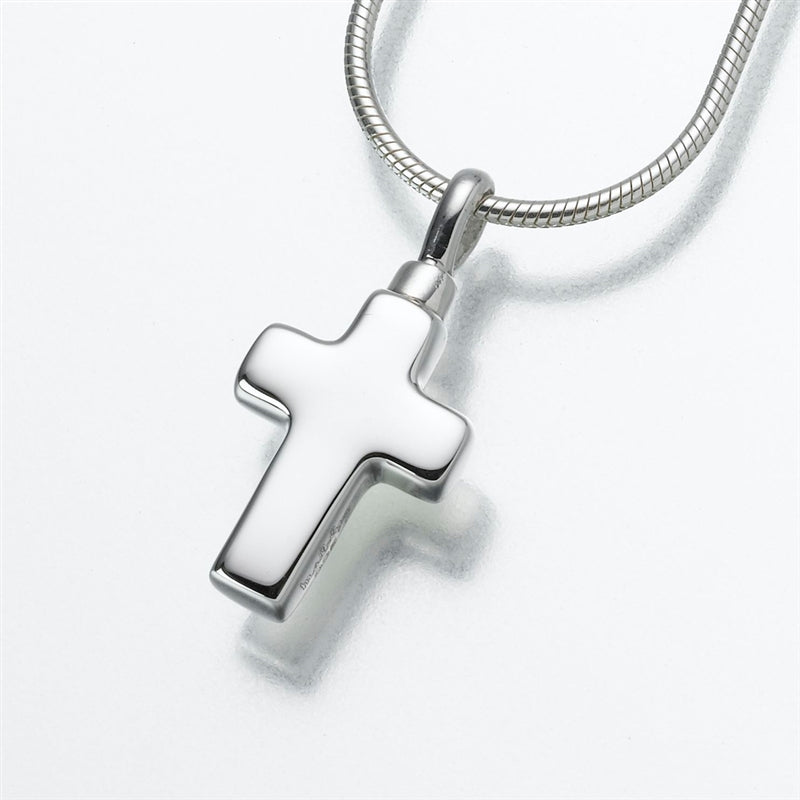 Small Silver Cross Cremation Pendant