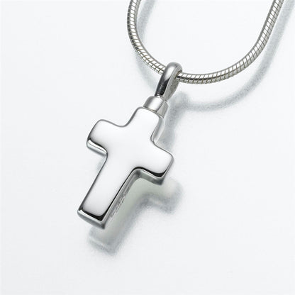 Small Silver Cross Cremation Pendant
