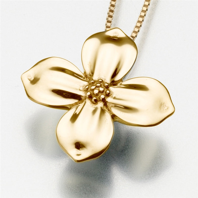 Gold Vermeil Dogwood Flower Cremation Pendant