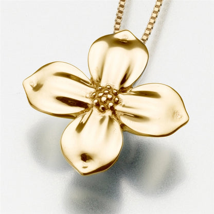Gold Vermeil Dogwood Flower Cremation Pendant