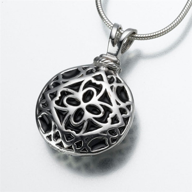 Silver Filigree Round Cremation Jewelry