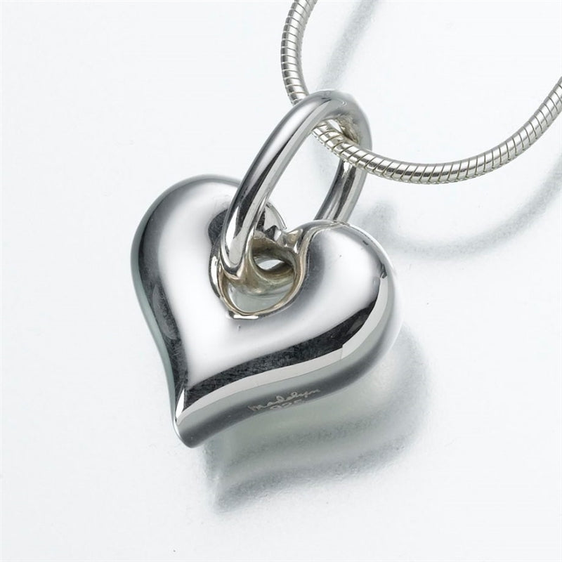 Silver Puff Heart Cremation Pendant