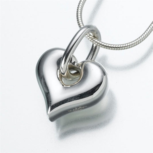 Silver Puff Heart Cremation Pendant