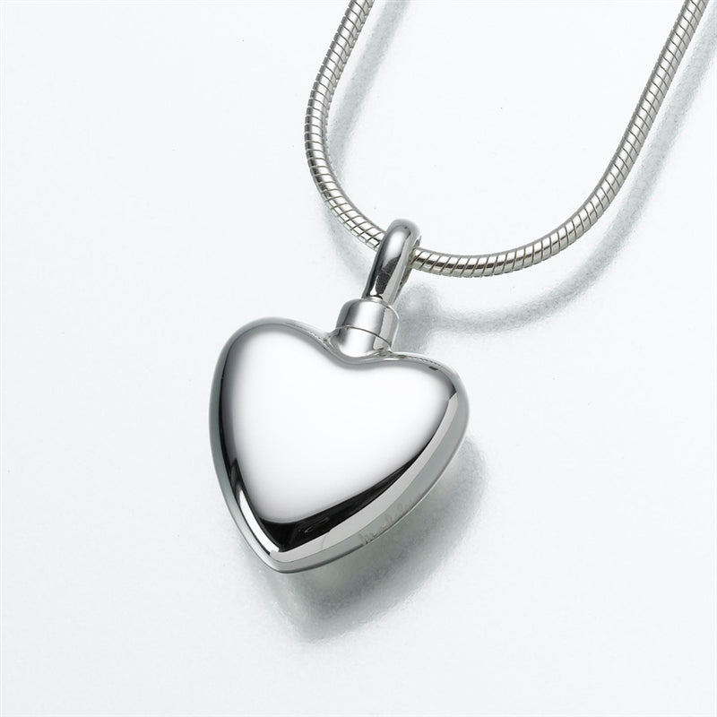 Small Silver Heart Cremation Jewelry Pendant
