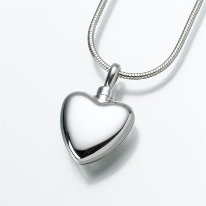 Small Silver Heart Cremation Jewelry Pendant